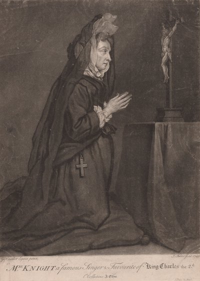 Mevrouw Knight een beroemde zangeres en favoriet van koning Karel II door John Faber the younger