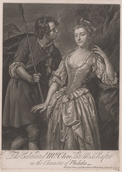 De beroemde mevrouw Clive, voorheen Miss Rafter, in de rol van Philida door John Faber the younger