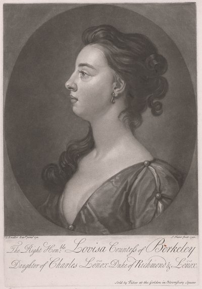 De Zeer Eerwaarde Louisa Gravin van Berkeley, Dochter van Charles Lenox Hertog van Richmond en Lenox door John Faber the younger