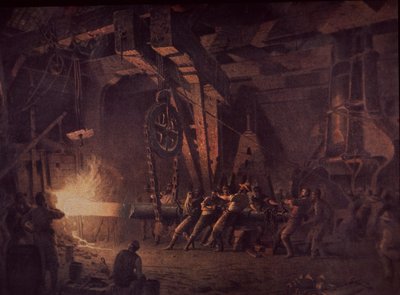 West Point Kanonnenfabriek, het smeden van de as, ca. 1867 door John Ferguson Weir