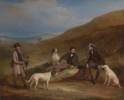 Edward Horner Reynard en zijn Broer George op Jacht in Middlesmoor, Yorkshire, met hun Jachtopziener Tully Lamb door John Ferneley