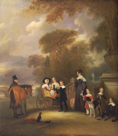 De dominee en mevrouw Henry Palmer met hun zes jongere kinderen in Withcote Hall, nabij Oakham, Leicestershire door John Ferneley