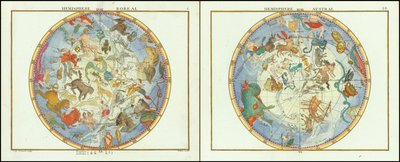1776 - John Flamsteed - Hemisfeer Australisch en Hemisfeer Boreaal door John Flamsteed