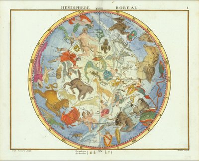 1776 - John Flamsteed - Hemisphere Boreal (uitsnede) door John Flamsteed