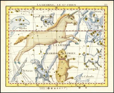 1776 - John Flamsteed - La Licorne, Le Gd. Chien (Monoceros  Canis Major) door John Flamsteed