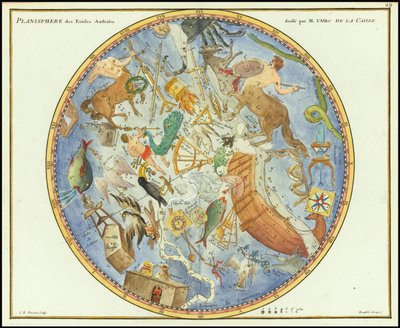 1776 - John Flamsteed - Planisphere des Etoiles Australes door John Flamsteed