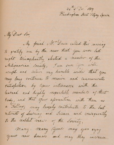 Een brief van John Flaxman, 24 december 1819, 1904 door John Flaxman