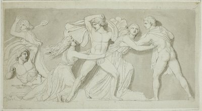 Amphion en Zethus bevrijden hun moeder Antiope van de woede van Dirce en Lycus door John Flaxman