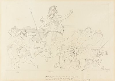 Athena en de winden door John Flaxman