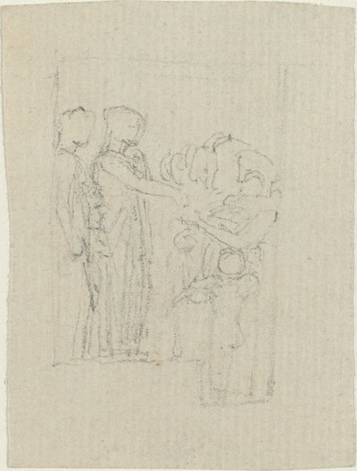 Bedelaars bij een deur (studie voor het Yarborough-monument) door John Flaxman