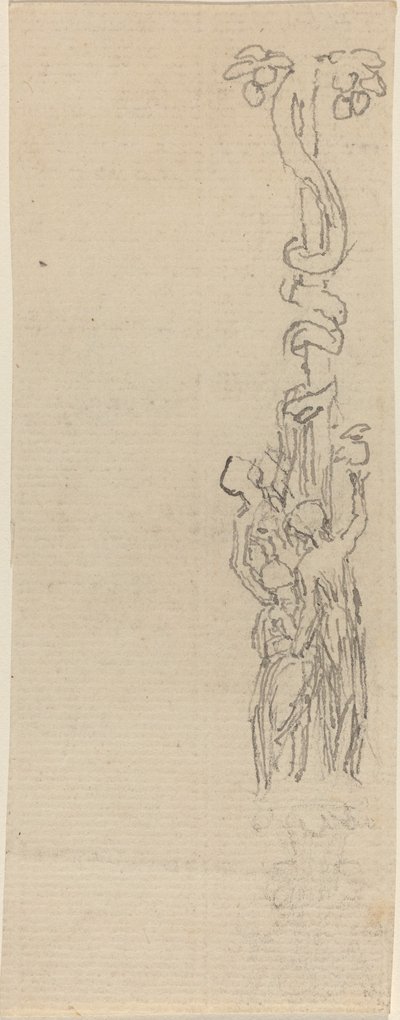 Ontwerp voor een kandelaar die de drie Gratiën voorstelt die de appels van Hesperiden verzamelen door John Flaxman