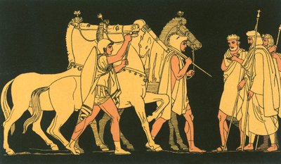 Diomed en Ulysses, terugkerend met de buit van Rhesus door John Flaxman