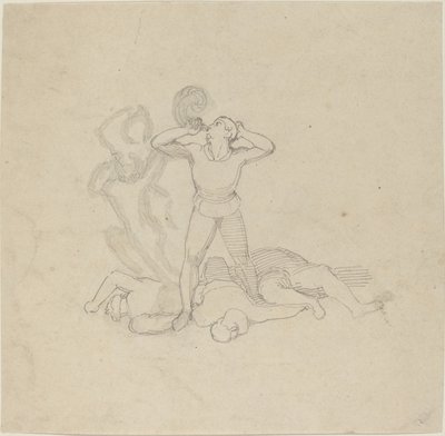Figuur Staand over Lijken, Blaast een Hoorn door John Flaxman