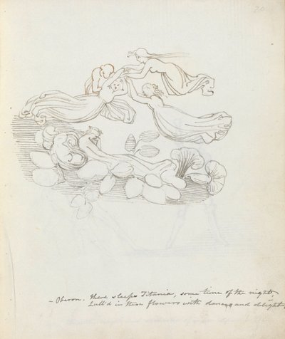 Oberon. Daar slaapt Titania, een deel van de nacht... door John Flaxman