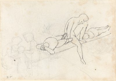 Zittende Man Geflankeerd door Twee Liggende Figuren; Groep Figuren in de Linker Onderhoek door John Flaxman
