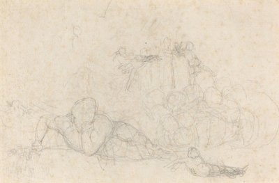 Blad met studies door John Flaxman