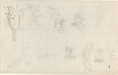 Blad met studies door John Flaxman