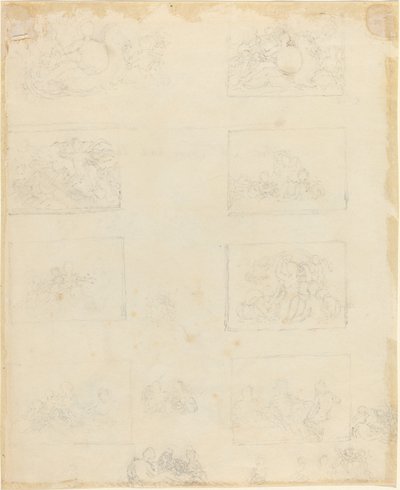 Blad met studies [recto en verso] door John Flaxman