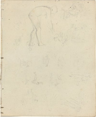 Blad met studies (recto en verso) door John Flaxman