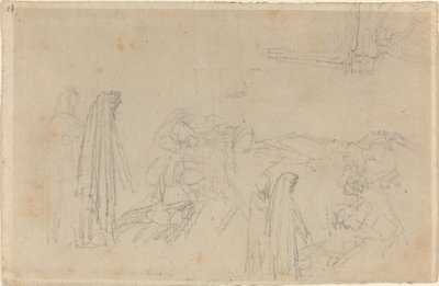 Schetsen met een Gehoofdfiguur (Virgil en Beatrice?) door John Flaxman