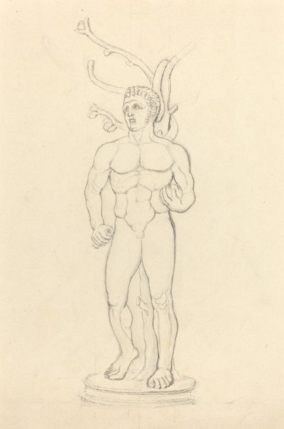 Standbeeld van een Mannelijke Naakt voor een Boom door John Flaxman