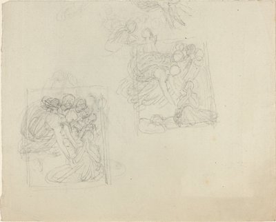 Studies voor een Monument met Engelen Die Reiken naar een Biddend Figuur [recto en verso] door John Flaxman