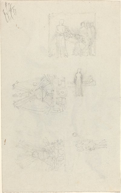 Studies van een Ziekenbed en Decoraties voor de Façade van Buckingham Palace (recto en verso) door John Flaxman