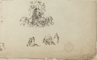 Studie van Neptunus en Zeedieren (?) door John Flaxman