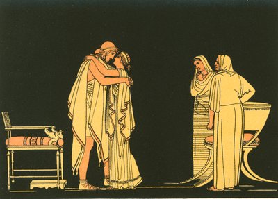 De ontmoeting van Odysseus en Penelope door John Flaxman