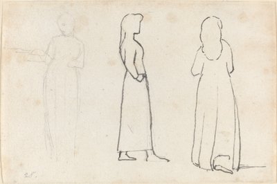 Drie Schetsen van een Staande Vrouw door John Flaxman