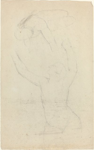 Twee Zwevende Figuren die naar Elkaar Reiken door John Flaxman