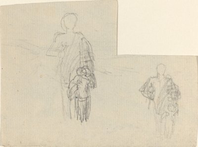 Twee studies van staande figuur en kind door John Flaxman
