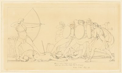 Odysseus doodt de vrijers door John Flaxman