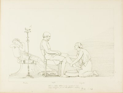Odysseus, Penelope en Euryclea door John Flaxman