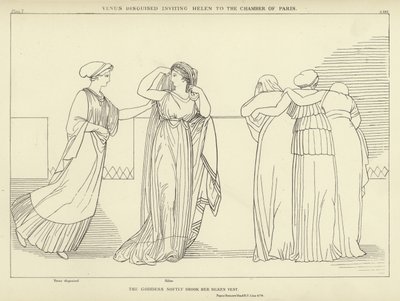 Venus vermomd nodigt Helen uit naar de kamer van Paris door John Flaxman
