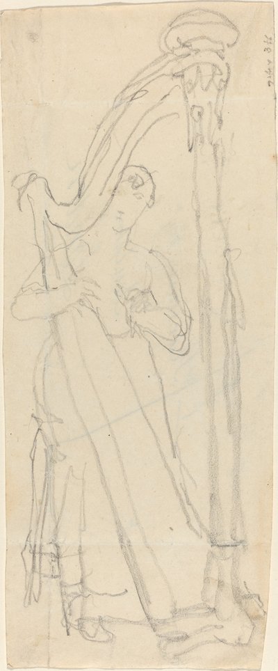 Vrouw die harp speelt (Lavinia Banks?) door John Flaxman