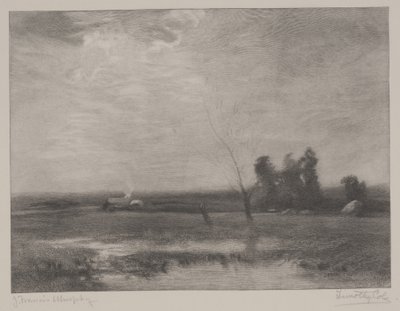 Laaglanden Middag, print gemaakt door Timothy Cole (1852-1931) door John Francis Murphy