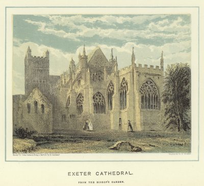 Exeter Kathedraal, vanuit de tuin van de bisschop door John Francis Salmon