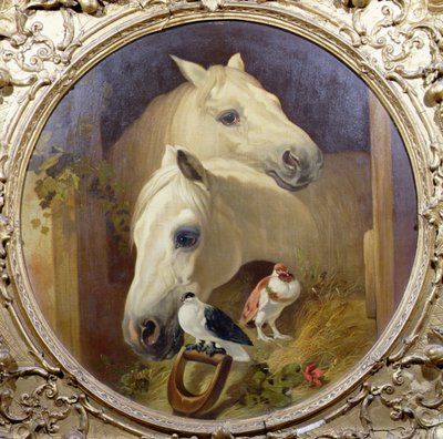 Paarden bij een staldeur door John Frederick Herring Snr