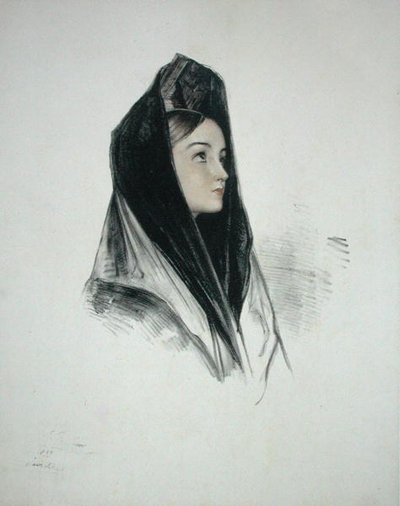Meisje in een mantilla, Sevilla door John Frederick (after) Lewis