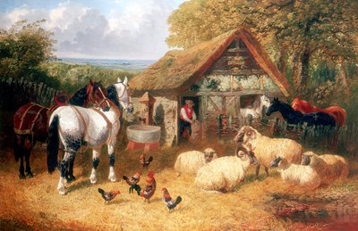 Boerenerf scène, ca. 1840-ca. 1900 door John Frederick Herring II