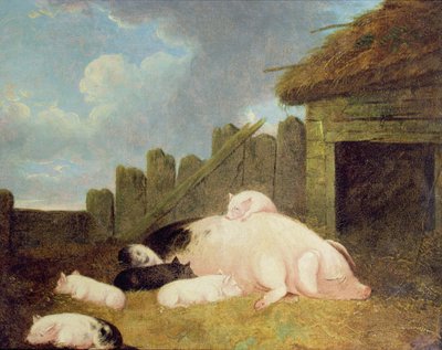 Zeug met biggen in de stal door John Frederick Herring Junior