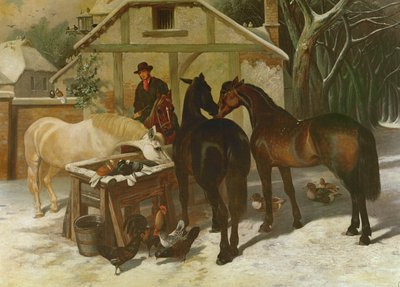 Bij de waterbak in de winter door John Frederick Herring Senior