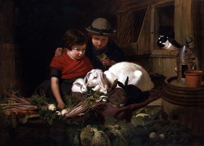 Konijnenliefhebbers door John Frederick Herring Senior