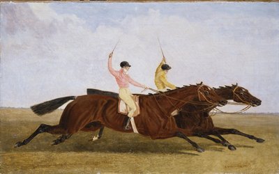 Satirist met William Scott Up Beating Coronation met John Day Up - De St. Leger 1841 door John Frederick Herring Senior