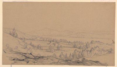 Tekening, Lake George, New York, kijkend naar het noordoosten, 1850-65 door John Frederick Kensett