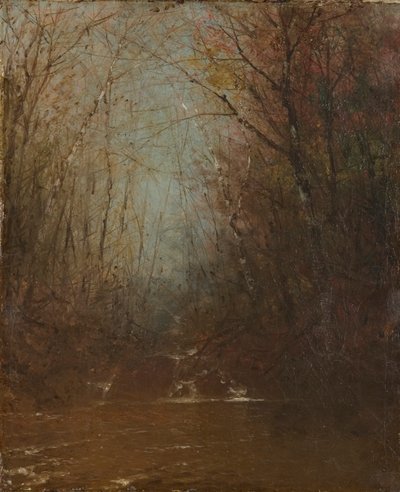 Bos binnenland met stroom door John Frederick Kensett