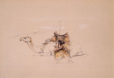 Een Bisharin Arabier bij zijn kameel door John Frederick Lewis