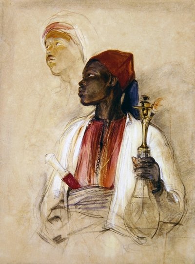 Studie voor de pijproker, ca. 1856 door John Frederick Lewis