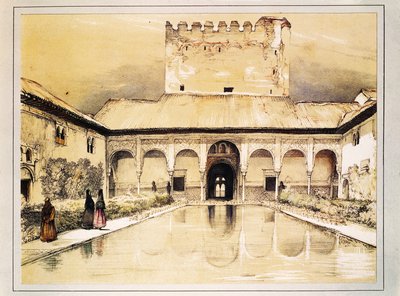 Het Alhambra van Granada, kleurenlithografie door John Frederick Lewis door John Frederick Lewis
